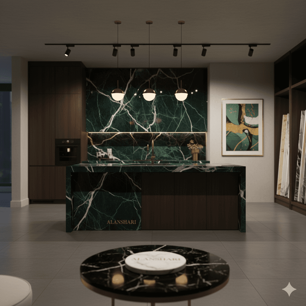 Marble slabs on display