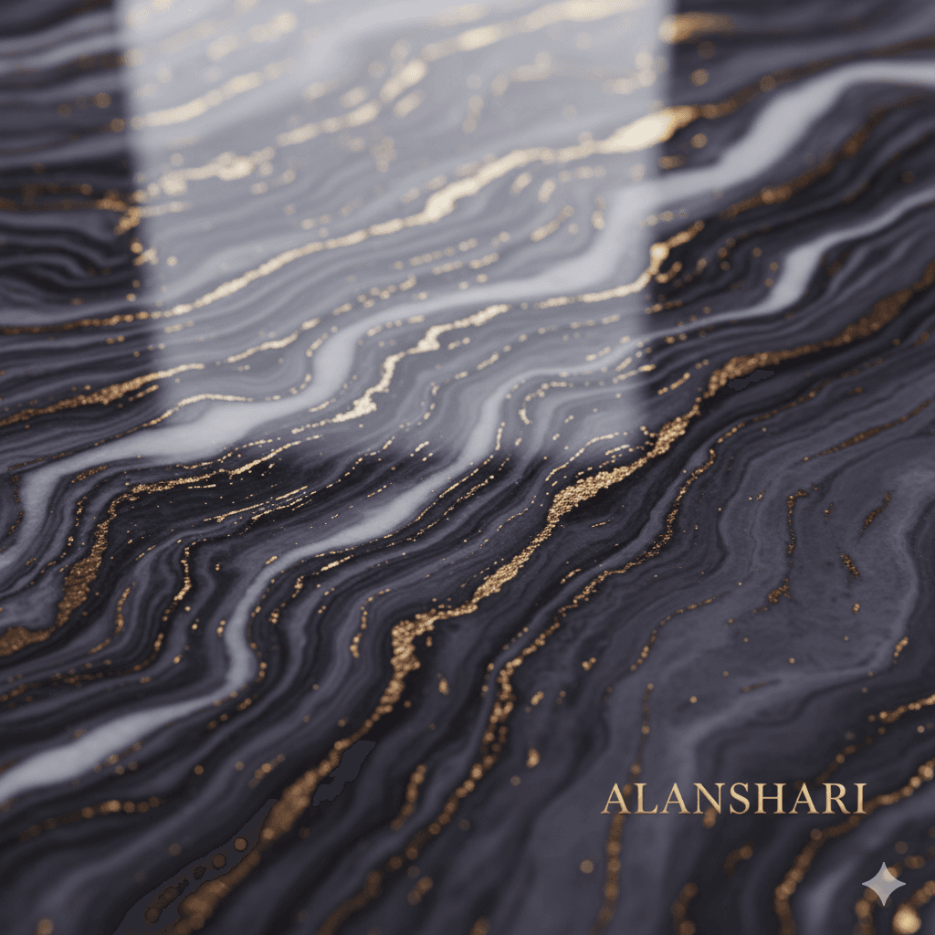 Luxurious modern kitchen with a large marble island.